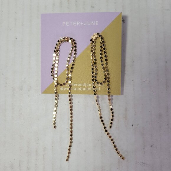 Revolve Peter+June Tiny Circle Gold Tone Dainty Dangling Chain Earrings - Picture 1 of 2